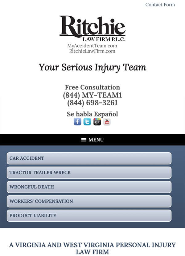 Mobile Friendly Law Firm Webiste for Ritchie Law Firm, P.L.C.