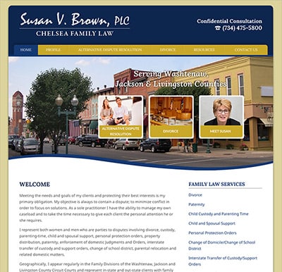 Law Firm Website design for Susan V. Brown, PLC