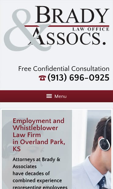 Responsive Mobile Attorney Website for Brady & Associates