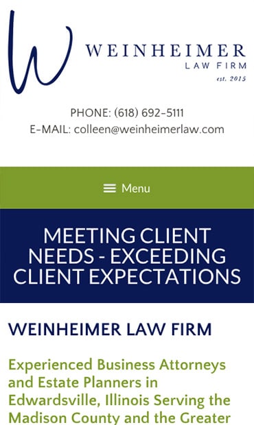 Responsive Mobile Attorney Website for Weinheimer Law Firm, PC