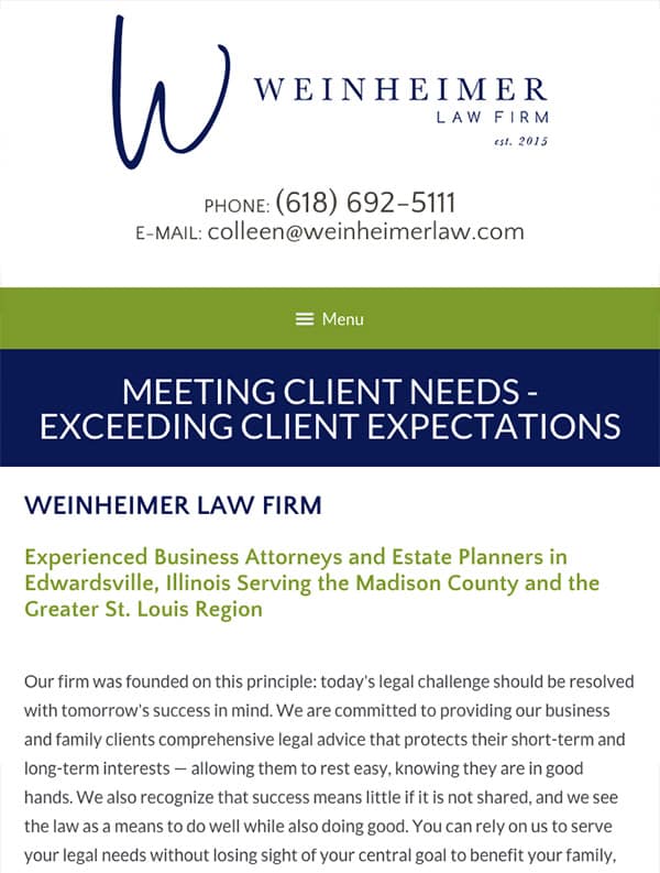 Mobile Friendly Law Firm Webiste for Weinheimer Law Firm, PC