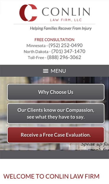 Responsive Mobile Attorney Website for Conlin Law Firm, LLC