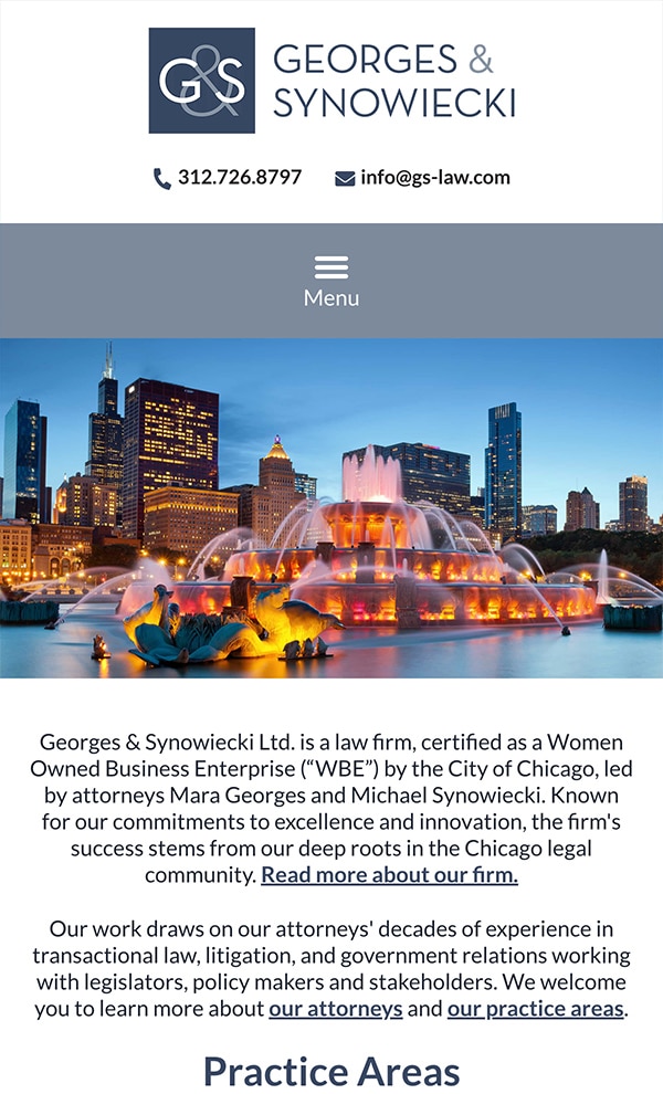 Mobile Friendly Law Firm Webiste for Georges & Synowiecki Ltd.