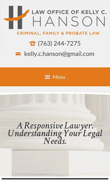 Responsive Mobile Attorney Website for Law Office of Kelly C. Hanson