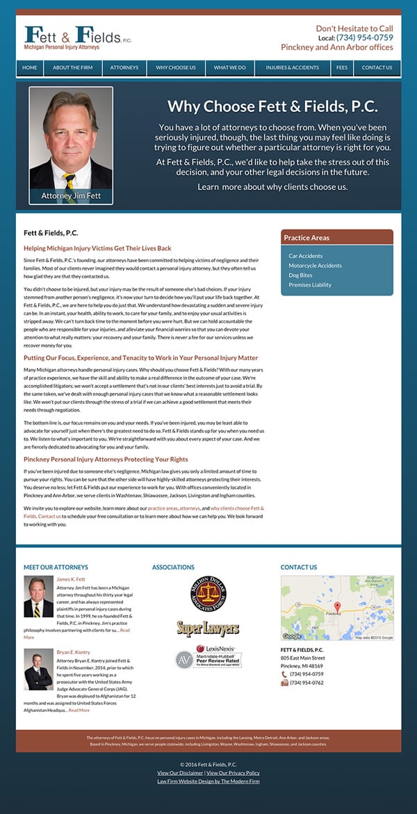 Law Firm Website for Fett & Fields, P.C.