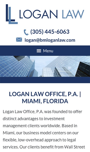 Responsive Mobile Attorney Website for Logan Law Office, P.A.