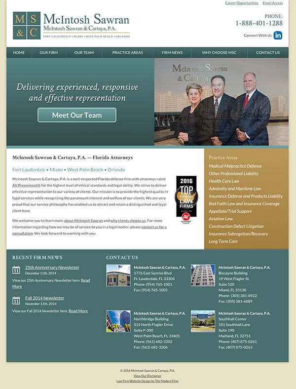 Law Firm Website Design for McIntosh Sawran & Cartaya, P.A.