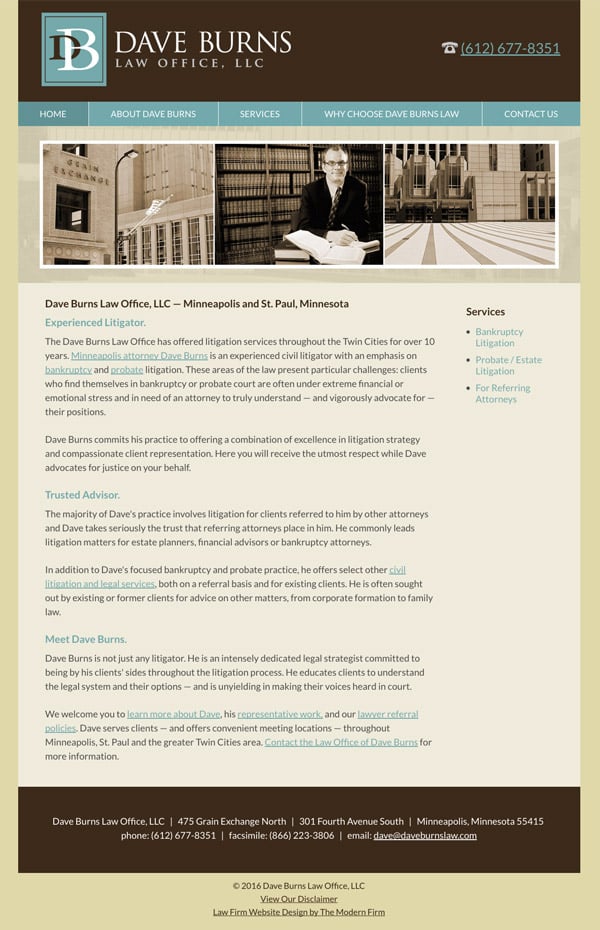 Law Firm Website Design for Dave Burns Law