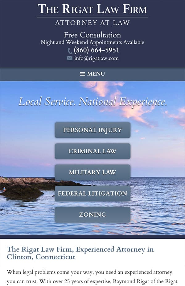 Mobile Friendly Law Firm Webiste for The Rigat Law Firm
