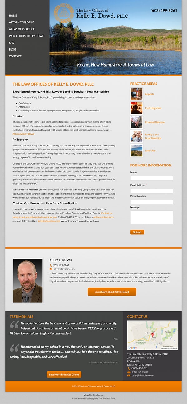 Keene New Hampshire Trial Lawyer Website Design