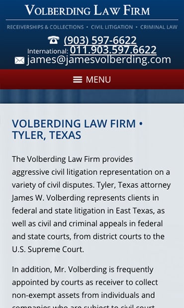 Responsive Mobile Attorney Website for Volberding Law Firm
