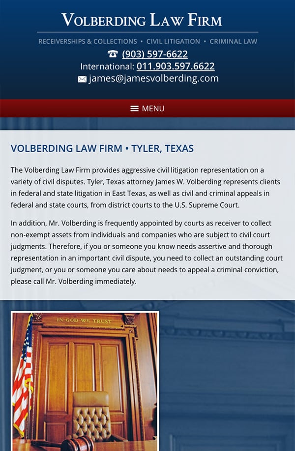 Mobile Friendly Law Firm Webiste for Volberding Law Firm