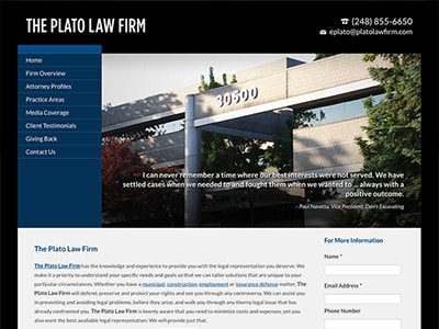 Law Firm Website design for The Plato Law Firm