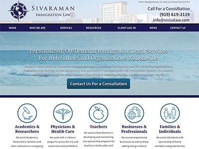 Law Firm Website design for Sivaraman Immigration Law