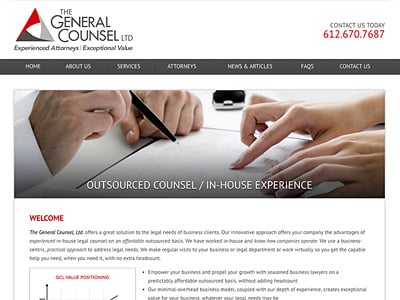 Law Firm Website design for The General Counsel, Ltd.