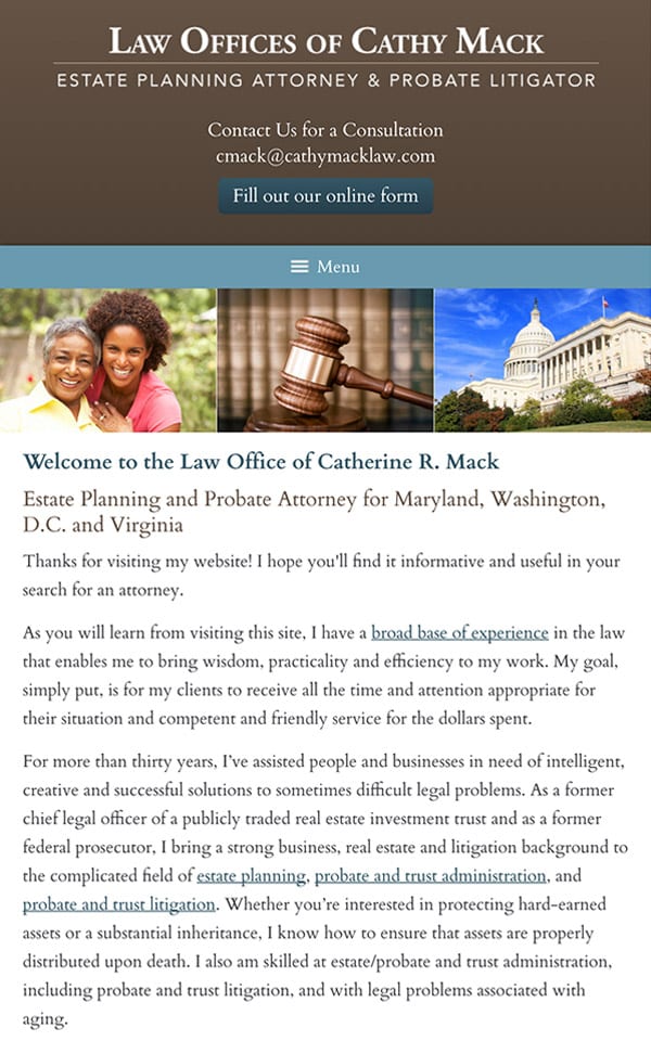 Mobile Friendly Law Firm Webiste for Law Office of Catherine R. Mack