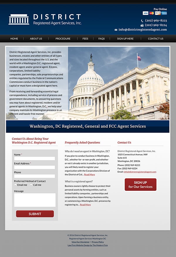 Law Firm Website Design for District Registered Agent Services, Inc.