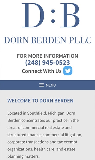 Responsive Mobile Attorney Website for Dorn Berden PLLC