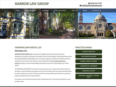 Law Firm Website design for HANNON LAW GROUP, LLP