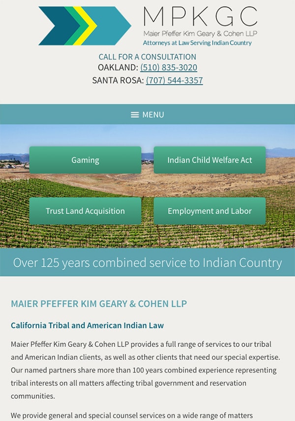 Mobile Friendly Law Firm Webiste for Maier Pfeffer Kim Geary & Cohen LLP