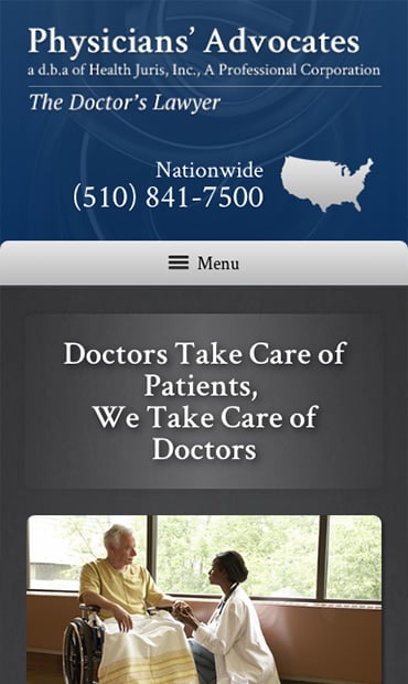 Responsive Mobile Attorney Website for Physicians' Advocates