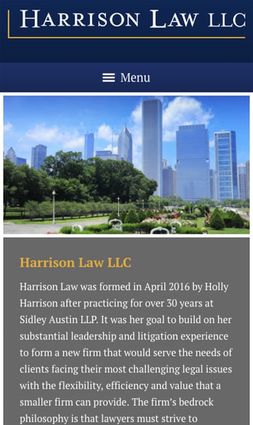 Responsive Mobile Attorney Website for Harrison Law LLC