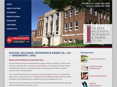 Law Firm Website design for Palecek, McIlvaine, Hoffm…