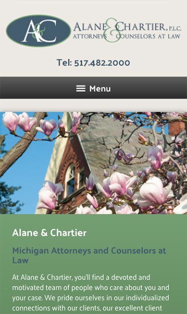 Responsive Mobile Attorney Website for Alane & Chartier, PLC