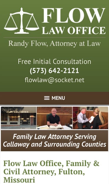 Responsive Mobile Attorney Website for Flow Law Office
