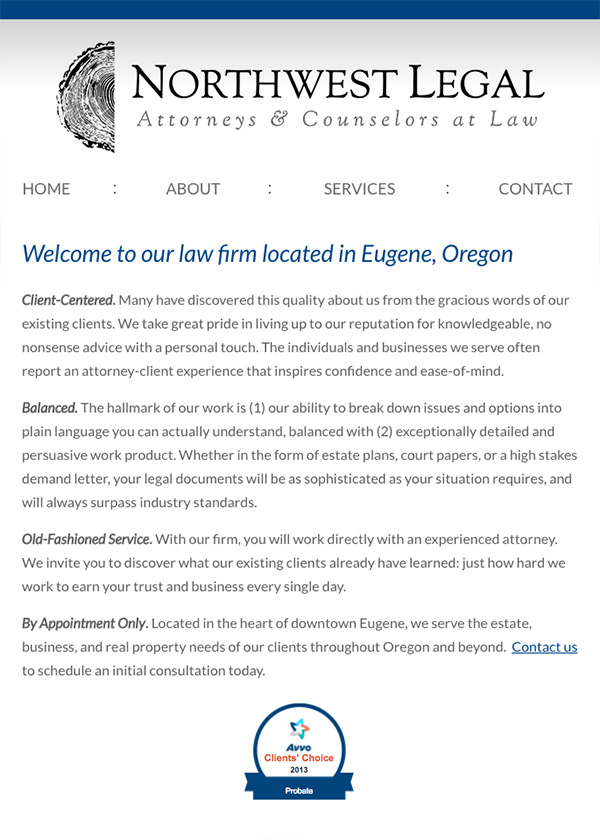 Mobile Friendly Law Firm Webiste for Northwest Legal