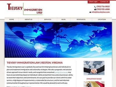 Law Firm Website design for Tievsky Immigration Law