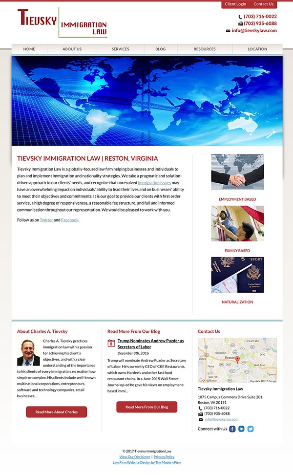 Law Firm Website for Tievsky Immigration Law