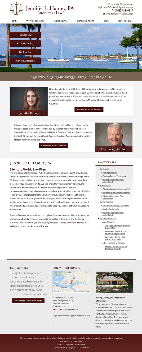 Law Firm Website for Jennifer L. Hamey, PA
