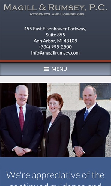 Responsive Mobile Attorney Website for Magill and Rumsey, P.C.