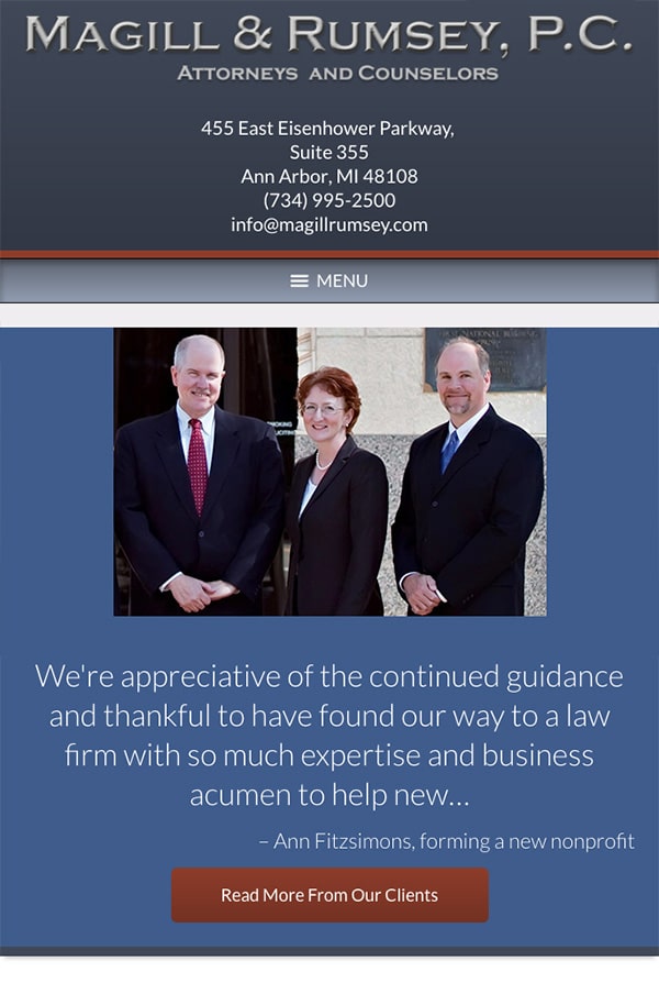 Mobile Friendly Law Firm Webiste for Magill and Rumsey, P.C.