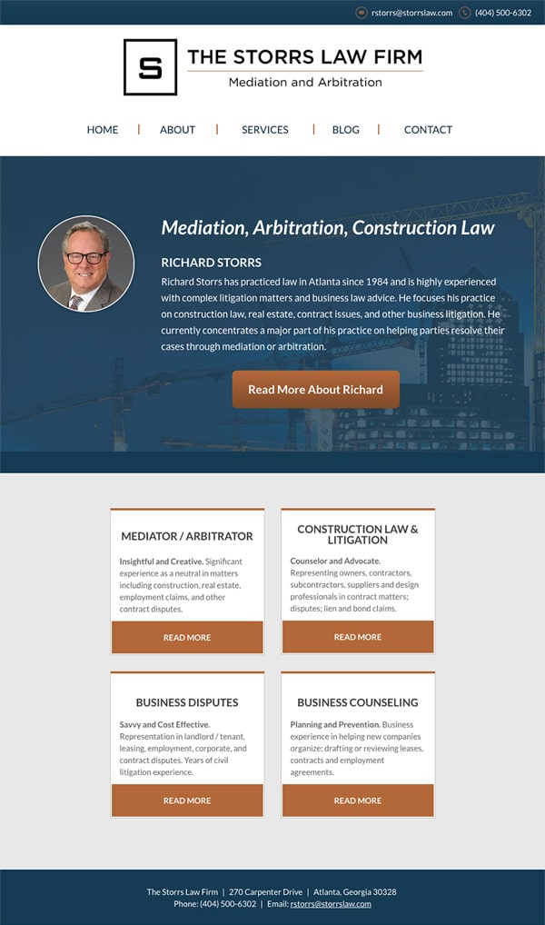 Law Firm Website Design for The Storrs Law Firm