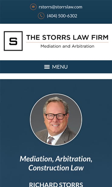 Responsive Mobile Attorney Website for The Storrs Law Firm