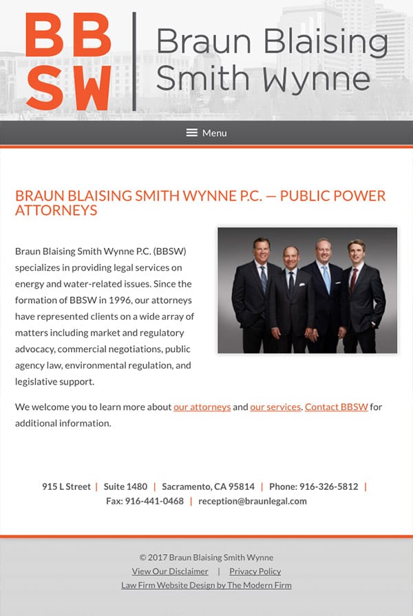 Mobile Friendly Law Firm Webiste for Braun Blaising Smith Wynne