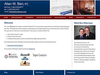 Law Firm Website design for Allan W. Ben, PC