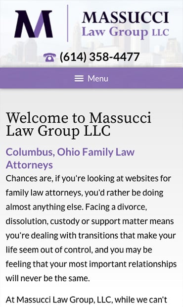 Responsive Mobile Attorney Website for Massucci Law Group LLC