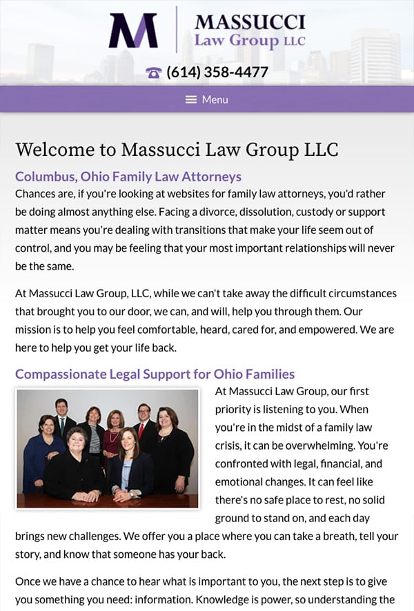 Mobile Friendly Law Firm Webiste for Massucci Law Group LLC