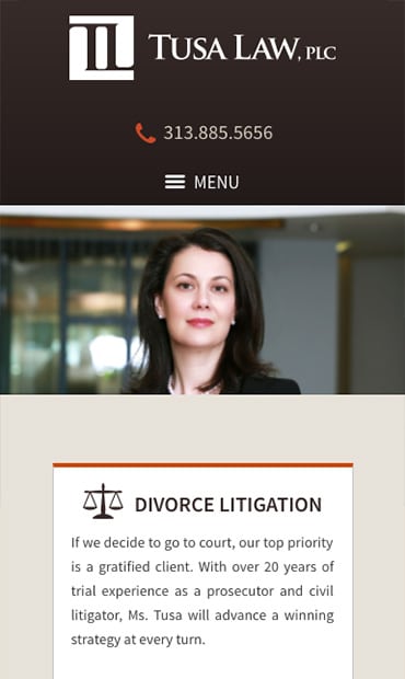 Responsive Mobile Attorney Website for Tusa Law, PLC