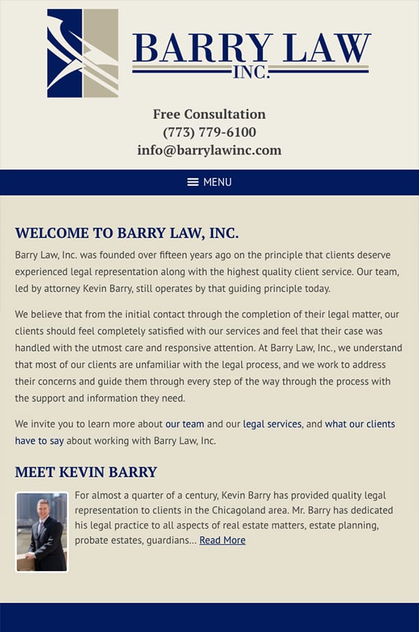 Mobile Friendly Law Firm Webiste for Barry Law, Inc.