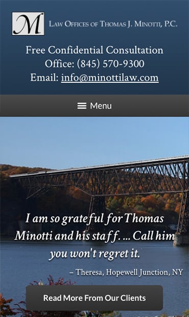 Responsive Mobile Attorney Website for The Law Offices of Thomas J. Minotti, P.C.