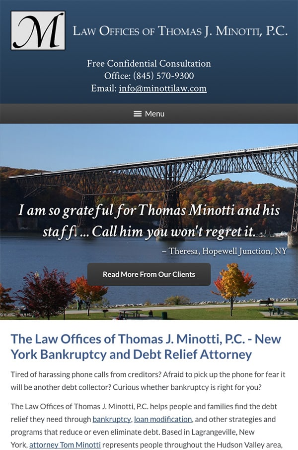 Mobile Friendly Law Firm Webiste for The Law Offices of Thomas J. Minotti, P.C.