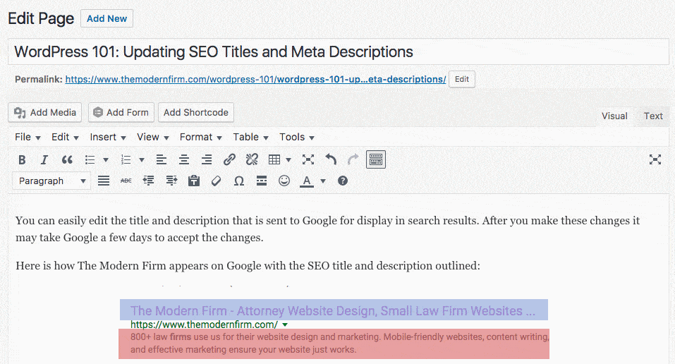 WordPress 101 - Updated SEO Titles and Descriptions