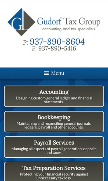 Responsive Mobile Attorney Website for Gudorf Tax Group, LLC