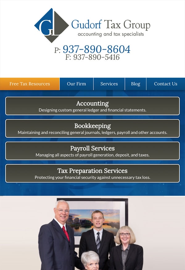 Mobile Friendly Law Firm Webiste for Gudorf Tax Group, LLC