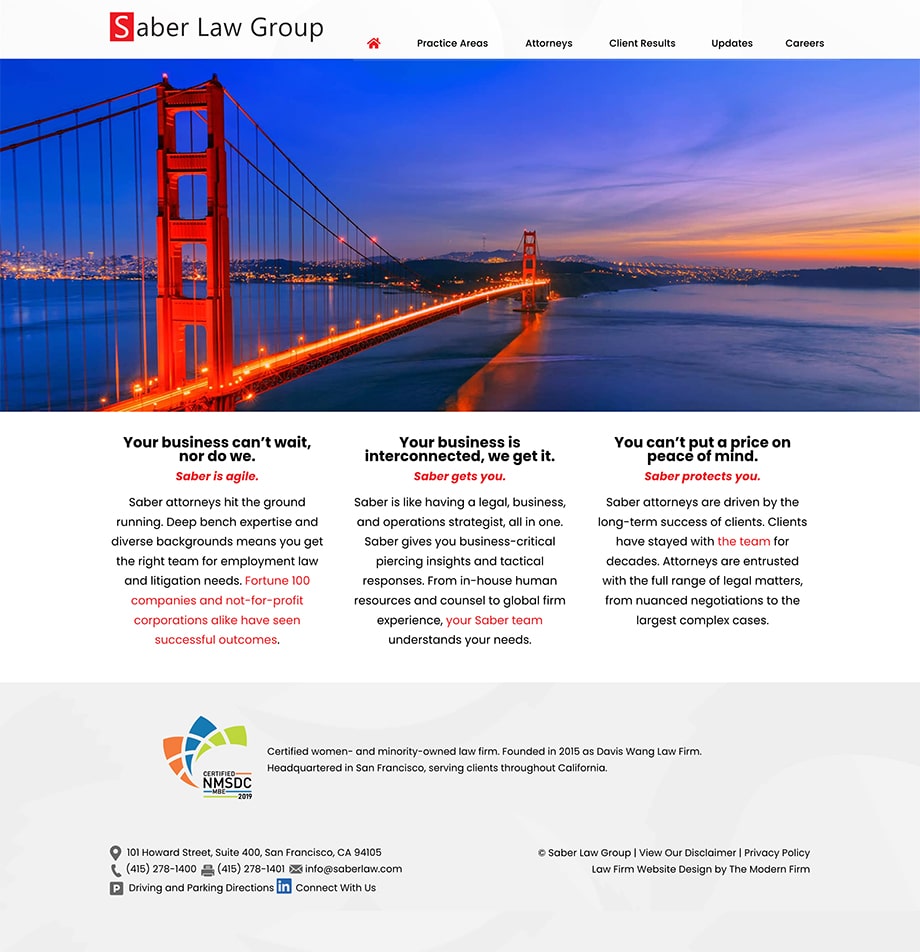 Law Firm Website Design for Saber Law Group