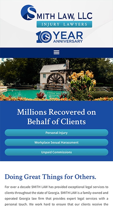 Responsive Mobile Attorney Website for SMITH LAW, LLC